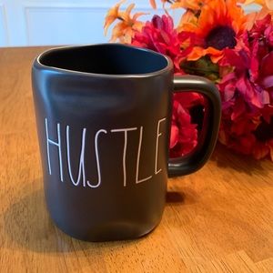 Black Rae Dunn coffee mug HUSTLE